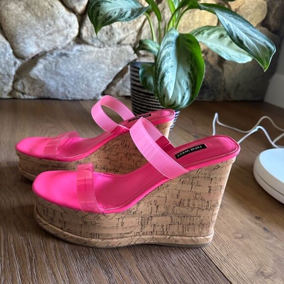 Nine West Rapps Platform Wedge Sandal in Hot Pink - Picture 12 of 13